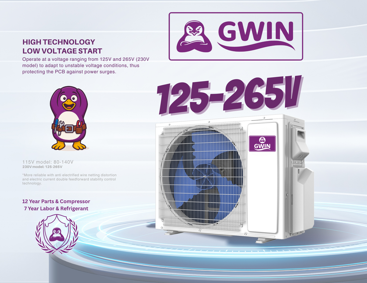 GWIN Assisted DIY 36,000 BTU 22 SEER2 230V Four-Zone Ductless Mini-Split Complete System (42k condenser,9K + 9K + 9K + 9K Wall Mount) with 15 foot line set and communication wire
