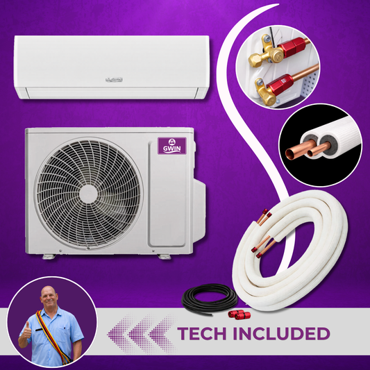 GWIN Assisted DIY 24,000 BTU 26 SEER2 230V Emperor 22 Single Zone Ductless Mini-Split Complete System with 15 Foot Line Set, Communication Wire, and GWIN Tech