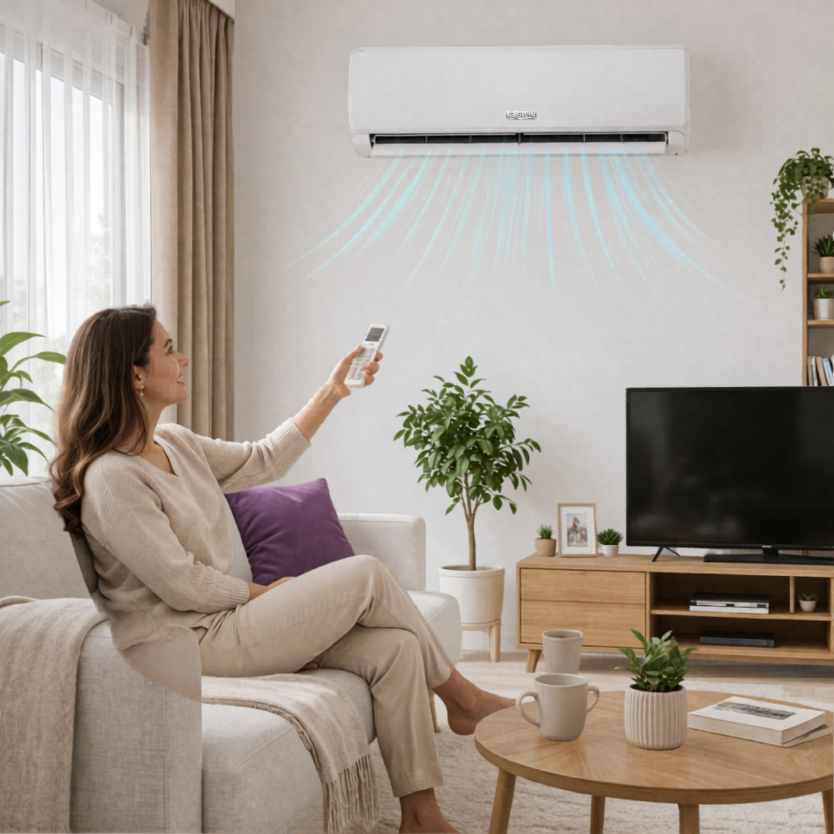 GWIN Assisted DIY 12,000 BTU 19 SEER2 115V King 13 Single Zone Ductless Mini-Split Complete System with 15 Foot Line Set, Communication Wire, and GWIN Tech